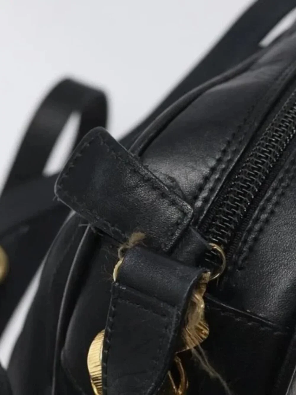 Salvatore Ferragamo Shoulder Bag Canvas Leather Black Auth bs24292